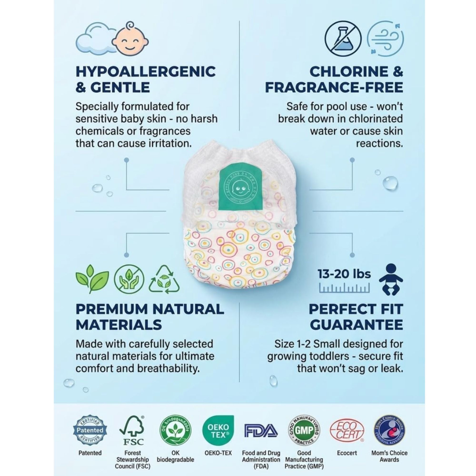 Little Toes Premium Natural Disposable Swim Diapers